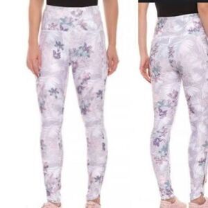 KYODAN Women Leggings Purple Pink Tropical Floral Sz Small